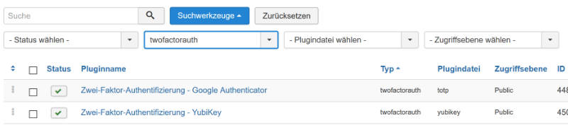 2FA Plugin in Joomla! aktivieren